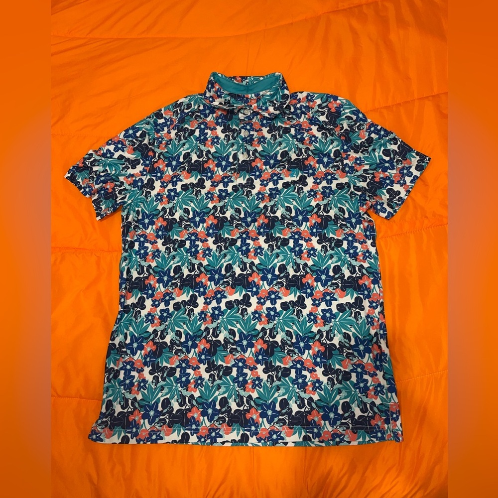 Floral Patterned Golf Shirt